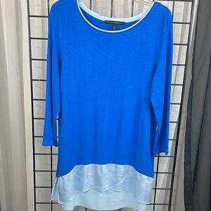 White House Black Market Blue Tunic with Layered Hem
